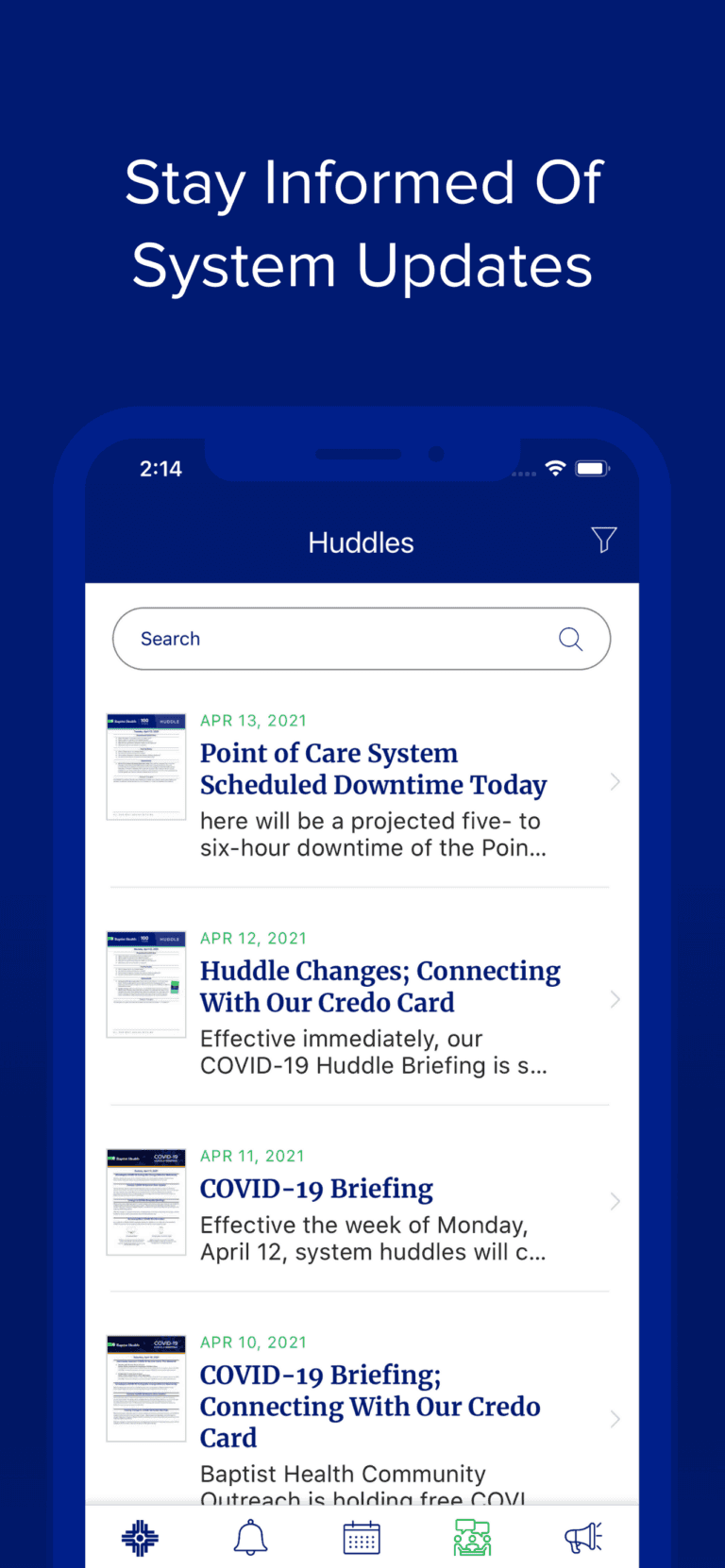 App screenshot - Stay Informed Of System Updates