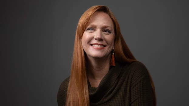 Smiling woman wearing glasses